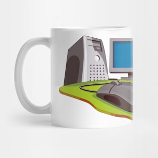 PC Computer Connected to World  Retro Mug